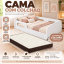 Ver imagem 2 de Cama Casal Branca em MDF com Proteção Lateral e Colchão Incluso 188x138