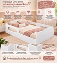 Ver imagem 3 de Cama Casal Branca em MDF com Proteção Lateral e Colchão Incluso 188x138
