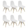 Kit 6 Cadeiras Charles Eames Botonê Eiffel Estofada Branca - 1
