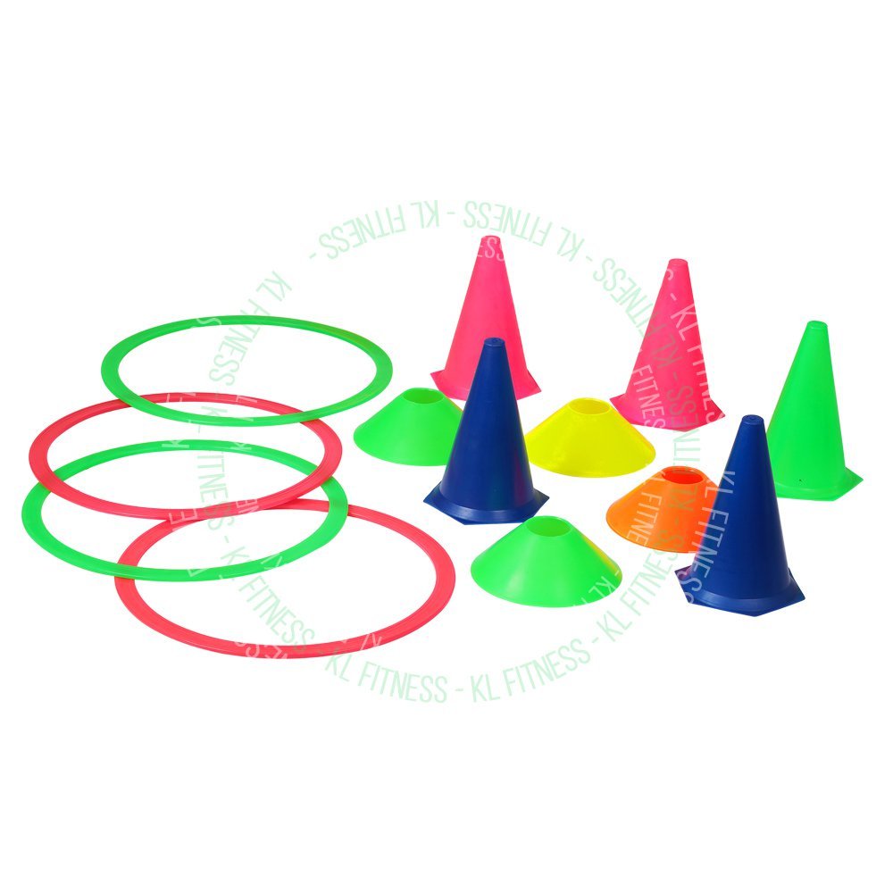 Kit 10 Argolas 10 Cones e 10 Chapeu Chines Agilidade Funcional