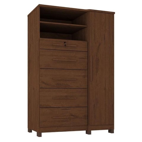 Cômoda Sapateira Imperial 1 Porta 5 Gavetas Jacarandá Fosco - Zanzini
