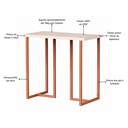 Ver imagem 2 de Mesa para Computador Escrivaninha Off/cobre Mali Pequena 76cm Estilo Industrial