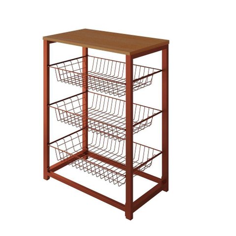 Fruteira Com Suporte Para Micro-Ondas Barcelona Aço Cobre Cesto Cobre Tampo Canela Cor: Cobre