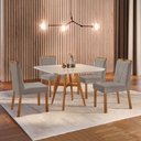 Ver imagem 1 de Conjunto Sala de Jantar Mesa Atenas Madeira Maciça 90x90cm Tampo Quadrado Vidro Off White com 4 Cade