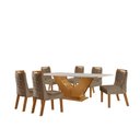 Ver imagem 2 de Conjunto Sala de Jantar Mesa com Tampo de Vidro 6 Cadeiras Atena Marrom/Castanho Cinamomo/Pena Caramelo/Off White