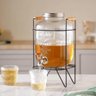 Suqueira de Vidro 5 Litros com Suporte de Metal – Dispensador Retro de Luxo para Agua e Suco - 4