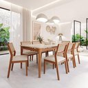 Ver imagem 2 de Conjunto Sala de Jantar Baobá 2,10m com 8 Cadeiras Oiti de Espuma D-28 - Madeira/Offwhite/Linho Cru