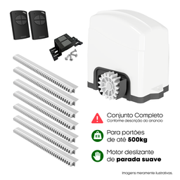 Kit Motor Portão Izzy 500 Inteligente 220v Cremalheira 3,5m - 2