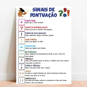 Placa Educacional Sinais De Pontuação - 40x60cm