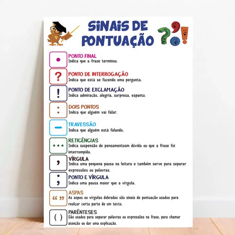 Placa Educacional Sinais De Pontuação - 40x60cm