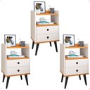 Ver imagem 1 de Kit 3 Mesas Cabeceira Dream Jogo Mesinha Lateral Cama Decoração Quarto Casal - Off White/cinamomo