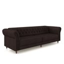 Ver imagem 2 de Sofá Living Sala de Estar Stanford Chesterfield 3 Lugares 240cm Pés de Madeira Couro Marrom G58 - Gr