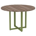 Ver imagem 1 de Mesa de Reunião Redonda P25 Pandin 110 Cm (largura) Tampo Mdp Walnut Pé Aço Tubular Verde Mirô