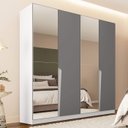 Ver imagem 1 de Guarda Roupa Casal 4 Portas e 4 Gavetas com Espelho 240847 Linha Porto Politorno Móveis
