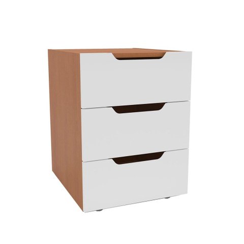 Mesa de Cabeceira Madri 3 Gavetas Branco/freijó - Politorno