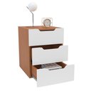 Ver imagem 3 de Mesa de Cabeceira Madri 3 Gavetas Branco/freijó - Politorno