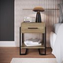 Ver imagem 7 de Mesa de Cabeceira 1 Gaveta P1059 49 Cm Oak Preto Pp Milani Store