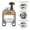 Ver imagem 4 de Mesa de Cabeceira 1 Gaveta P1059 49 Cm Oak Preto Pp Milani Store
