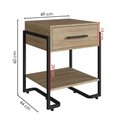 Ver imagem 3 de Mesa de Cabeceira 1 Gaveta P1059 49 Cm Oak Preto Pp Milani Store