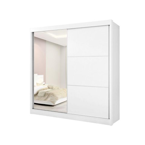 Guarda Roupa Casal com Espelho 2 Portas 6 Gavetas Titanium D'doro Ipe Branco