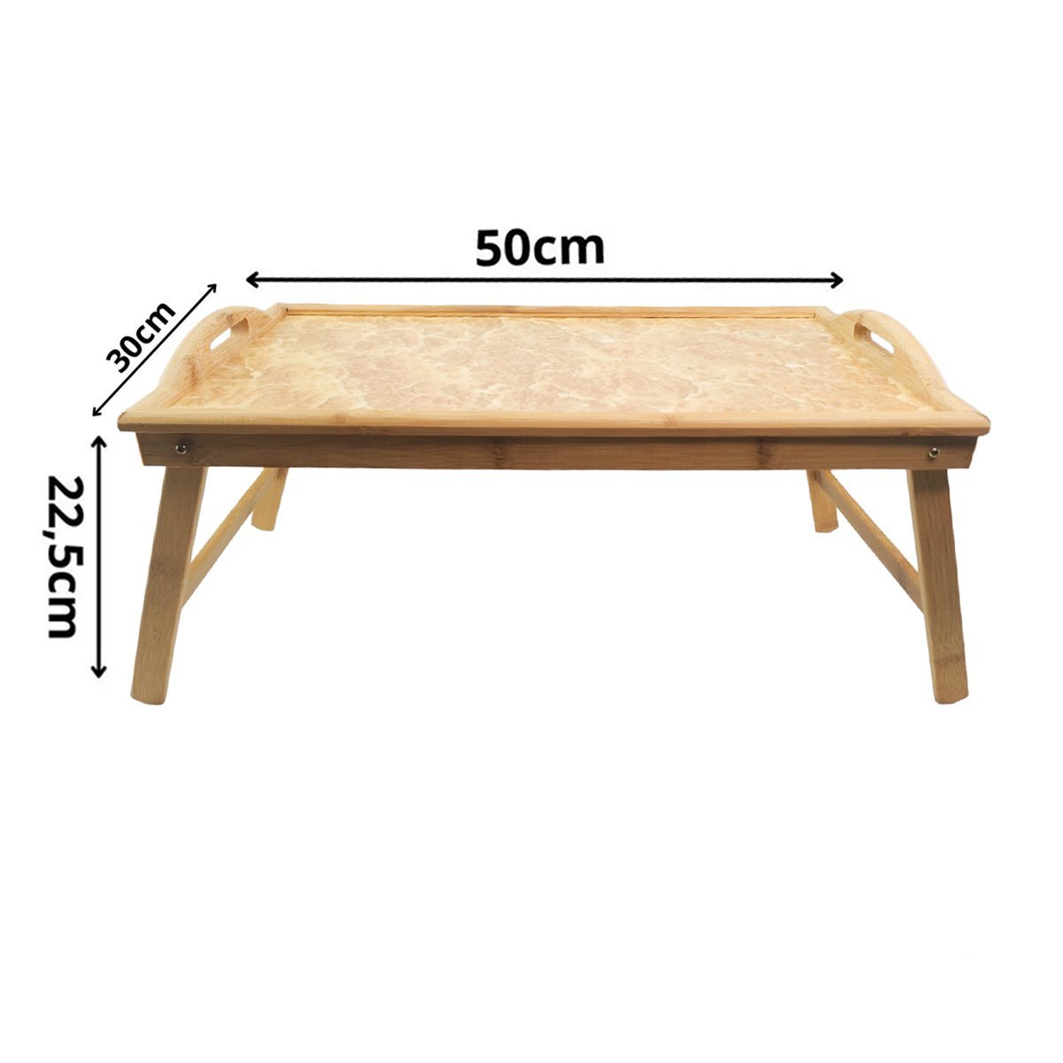 Bandeja Bambu Alça Servir Cafe da Manha Cama Lanche Almoço Jantar Pe Retratil Dobravel Resistente Es - 5