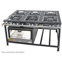 Fogão Industrial Tradicional 40x40 6 Bocas com Forno Itajobi Fogão Baixa Pressão 40x40 - 1