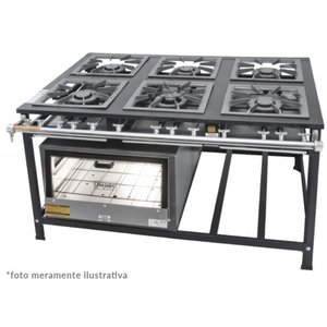 Fogão Industrial Tradicional 40x40 6 Bocas com Forno Itajobi Fogão Baixa Pressão 40x40