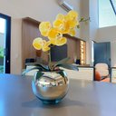 Ver imagem 3 de Orquídea Amarela Artificial Arranjo no Vaso Espelhado Flores Permanentes