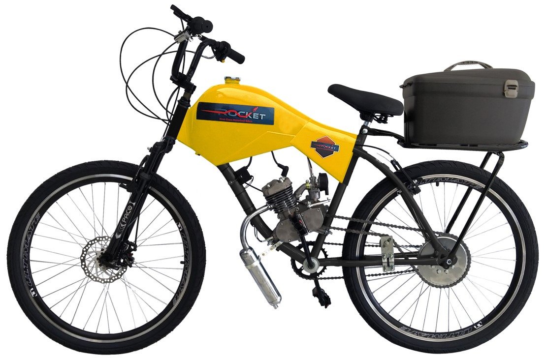 Bicicleta Motorizada 80cc Fr Disk/Susp com Carenagem Cargo Rocket