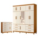 Ver imagem 1 de Guarda Roupa Casal com Cômoda Triton Plus 11 Portas 6 Gavetas MDP Cinamomo Off White Albatroz Mó