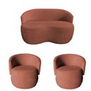 Ver imagem 2 de Kit Namoradeira + 2 Poltronas Decorativa Beatriz Orgânica Bouclé Terracota