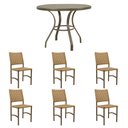 Ver imagem 1 de Kit Mesa Dubai em Aluminio Ripado 1,00m com 6 Cadeiras Dubai em Aluminio e Corda Nautica Bege