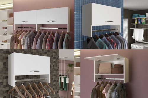 Arara De Roupas Organizador De Madeira Para Closets Branca - 5