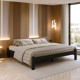 Cama King Size Turca New em Madeira Maciça Cor Preto - 3