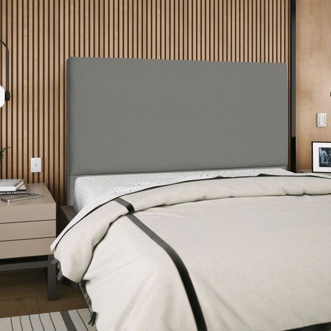 Cabeceira Cama Box Orgânica King 195cm Luna Suede C/frame Grafite