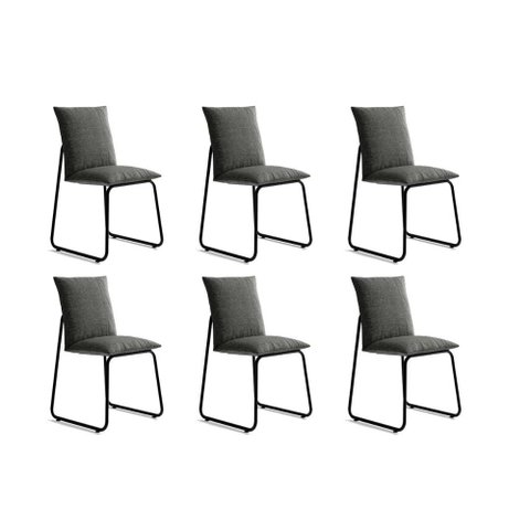 Cadeira Sala de Jantar Soft 1750 Kit 6 Uni Preto/linho Grafite - Carraro