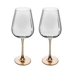 Conjunto 2 Taças Vinho Vidro Haste Âmbar Classic 560 Ml Wolff - 1