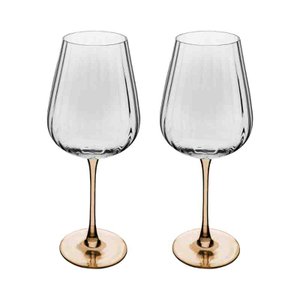 Conjunto 2 Taças Vinho Vidro Haste Âmbar Classic 560 Ml Wolff