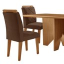 Ver imagem 6 de Mesa Evora 120 Mdf Canto Copo e com 4 Cadeiras Melissa Veludo Marrom-naturalle-naturalle
