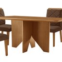Ver imagem 3 de Mesa Evora 120 Mdf Canto Copo e com 4 Cadeiras Melissa Veludo Marrom-naturalle-naturalle