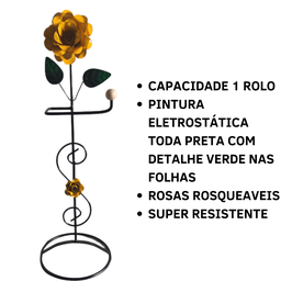 Porta Papel Higiênico 1 Rolo de Chão em Ferro com Rosa:amarelo - 4