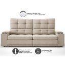 Ver imagem 5 de Sofá com Porta Copos e Carregador Usb Eureka 2,00m Assento Retrátil e Reclinável Velosuede -