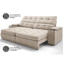 Ver imagem 2 de Sofá com Porta Copos e Carregador Usb Eureka 2,00m Assento Retrátil e Reclinável Velosuede -