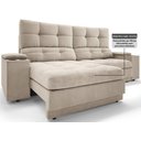 Ver imagem 3 de Sofá com Porta Copos e Carregador Usb Eureka 2,00m Assento Retrátil e Reclinável Velosuede -