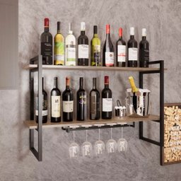Adega Bar Industrial Moderno e Elegante para Bebidas Prateleira Ferro e Madeira 60cm - 3