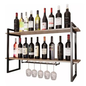 Adega Bar Industrial Moderno e Elegante para Bebidas Prateleira Ferro e Madeira 60cm