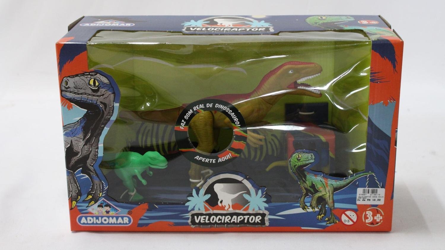 Dinossauro Velociraptor Emite Som Verde Adijomar