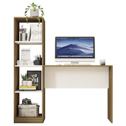 Mesa Para Computador 4 Nichos Office Tower Lâmina Mel Branco - Caemmun - 4