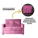 Ver imagem 4 de Sofá Pequeno 2 Lugares 1,35 Porta Controle no Braço Alice Rosa