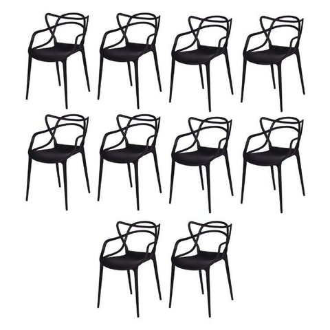 Kit com 10 Cadeiras para Sala de Jantar Allegra Solna Preto